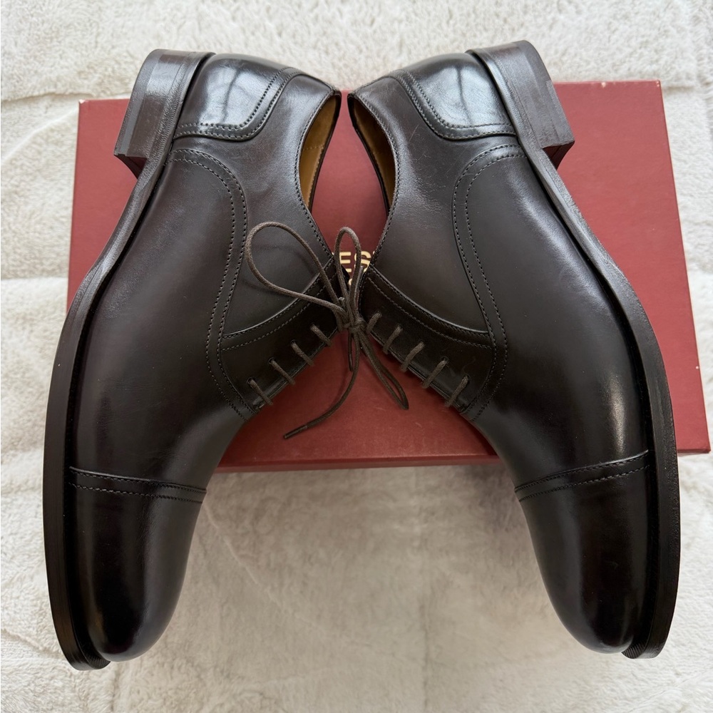 NEW! $795 Amedeo Testoni “Trento” Brown Lace Up Cap-toe Oxford Shoes 9.5 - Picture 4 of 11